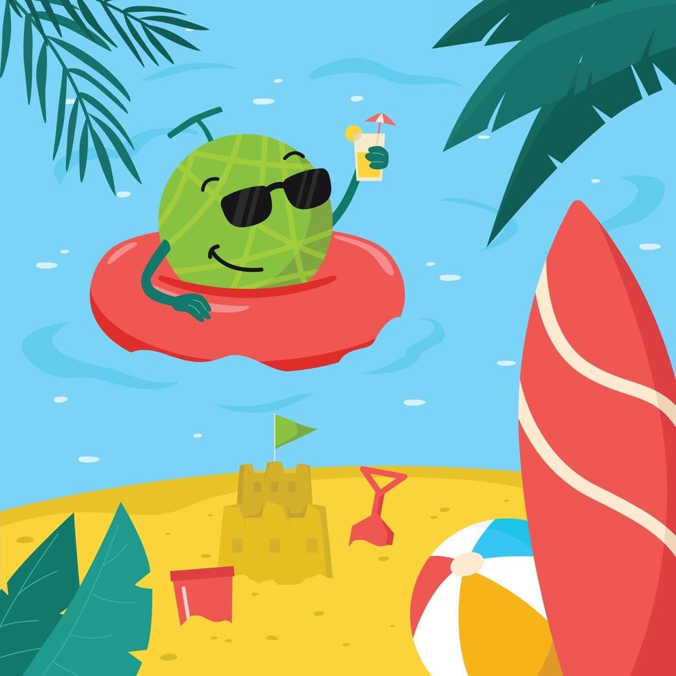 melón fresco en el fondo de verano vector