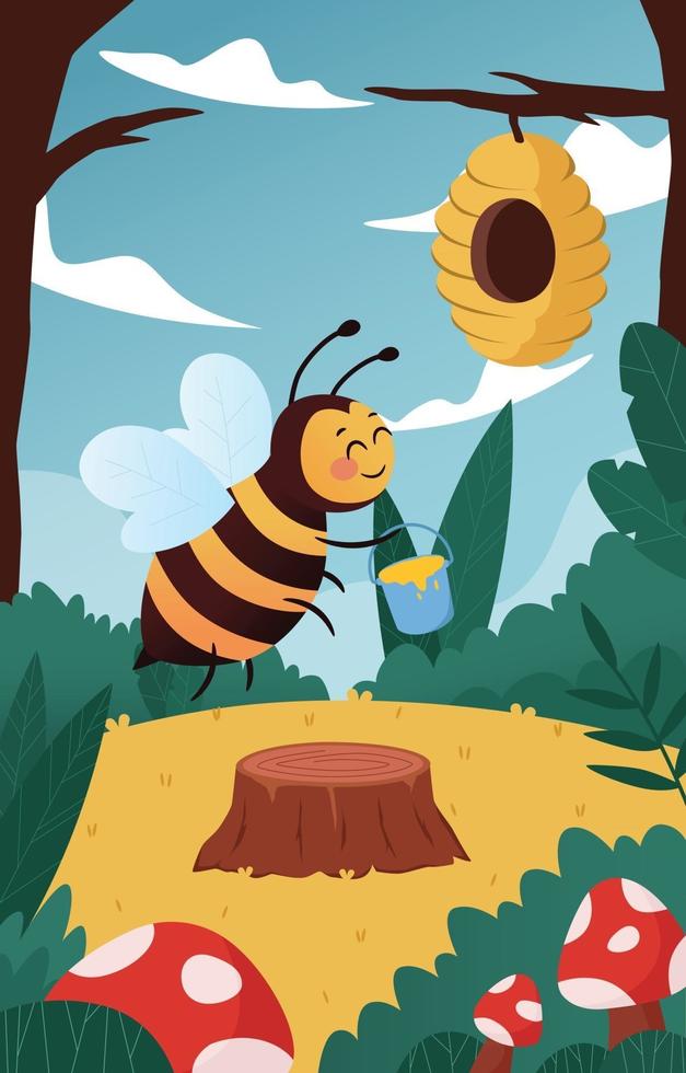 lindo concepto de protección de abejas de miel vector