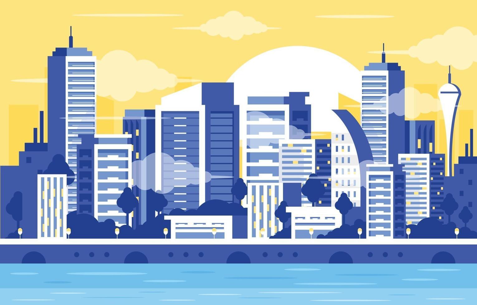 Flat Detailed Cityscape Background vector