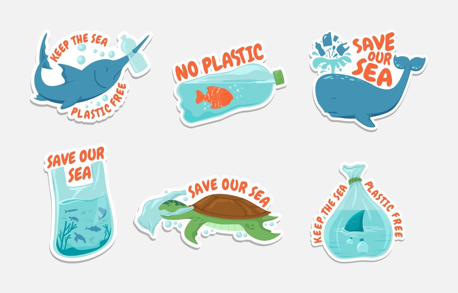 No Plastic Campaign Sticker vector