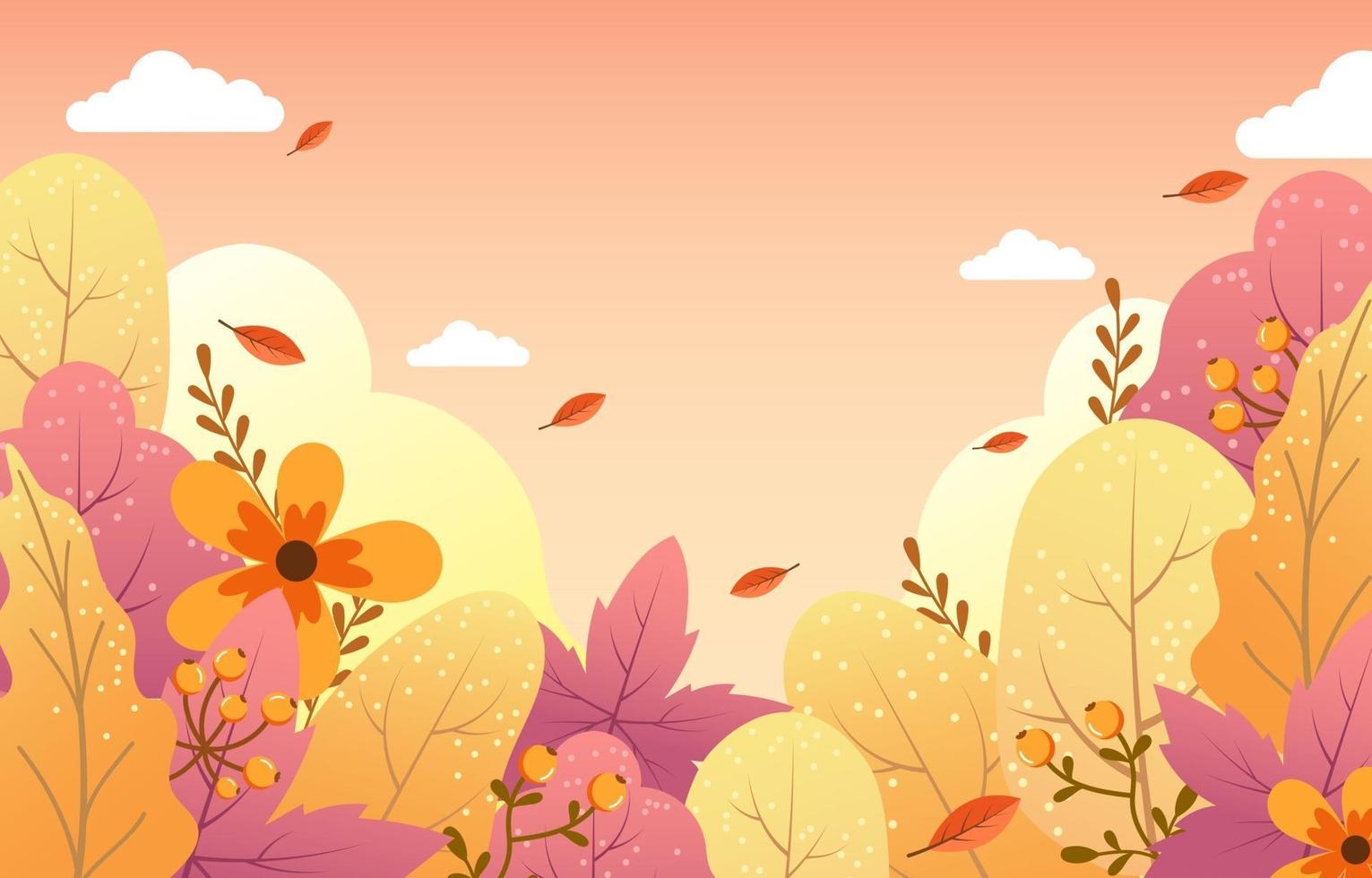 Fall Season Foliage and Flower Concept vector