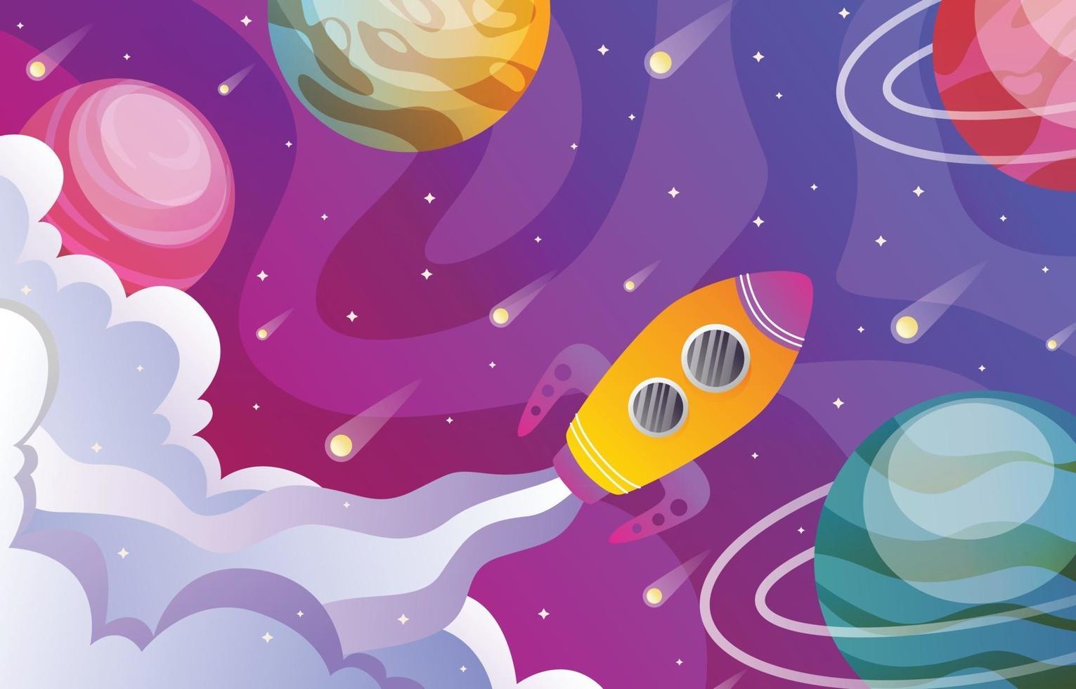 Spaceship in Outer Space vector