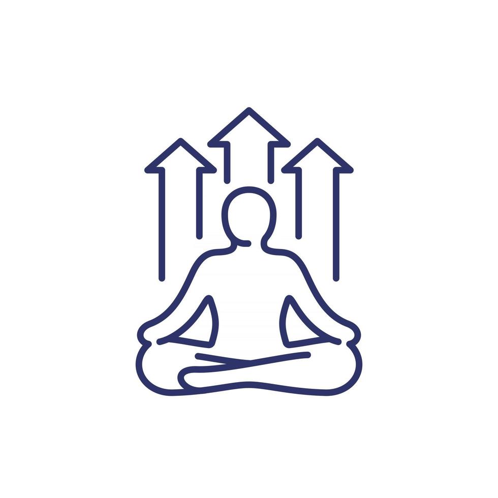 icono de línea de meditación y crecimiento en blanco vector