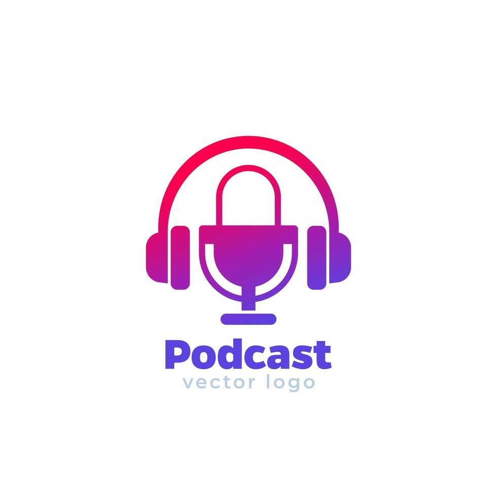 Podcast icon with headset and microphone vector