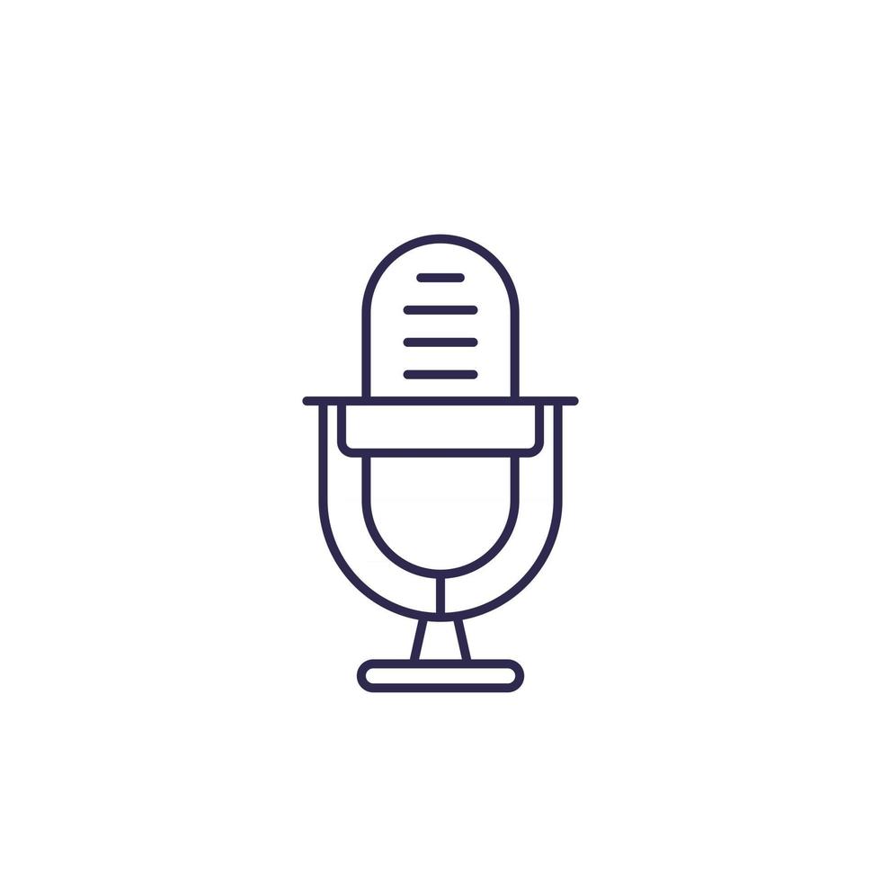 microphone line icon for podcast logo vector