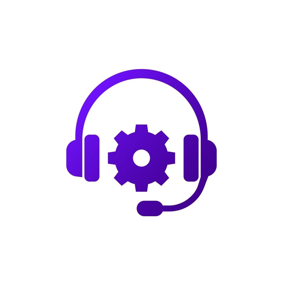 support service icon with headset and gear vector