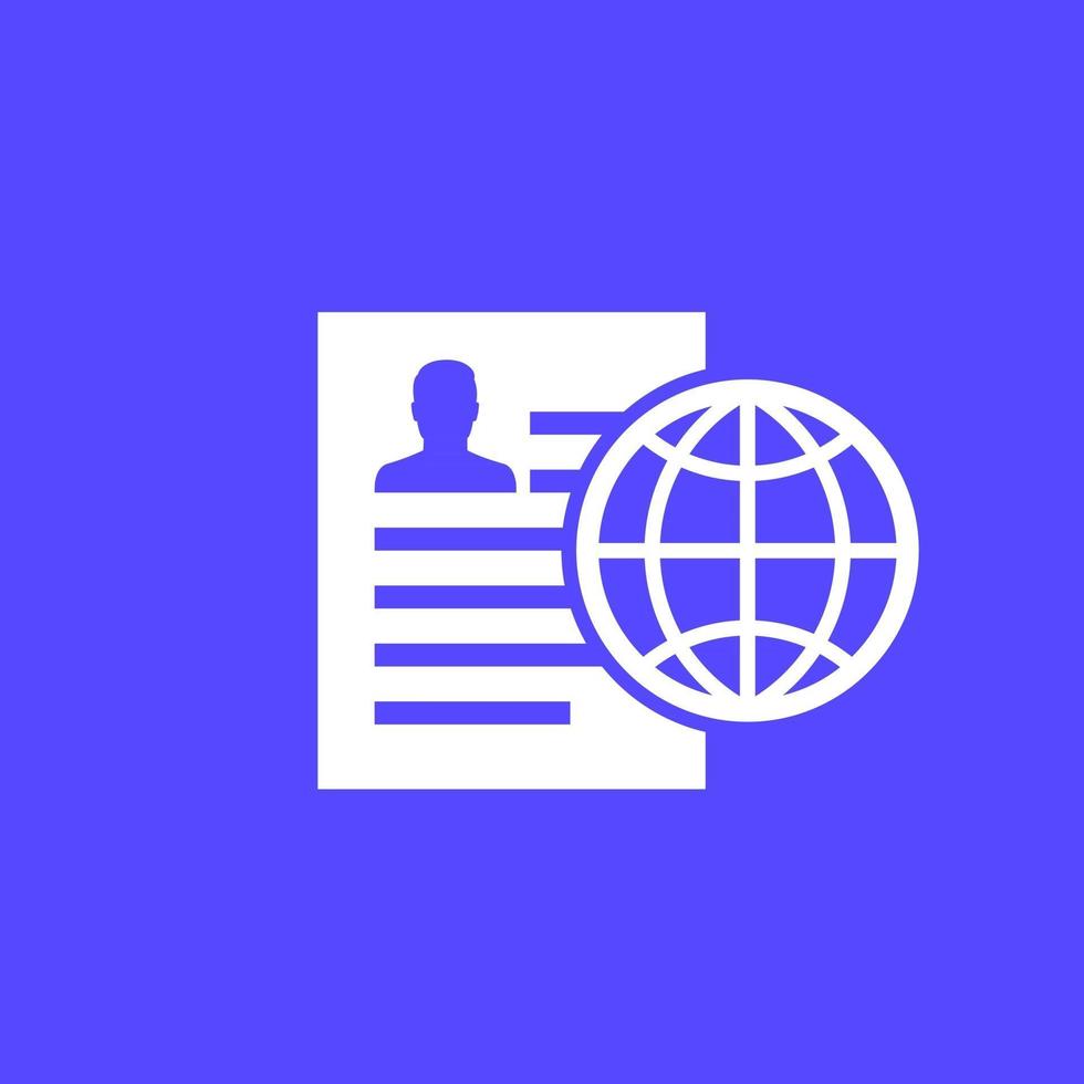 resume icon with a globe vector