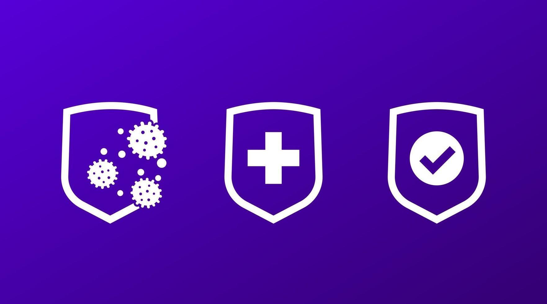 immune system and antibacterial protection icons, vector