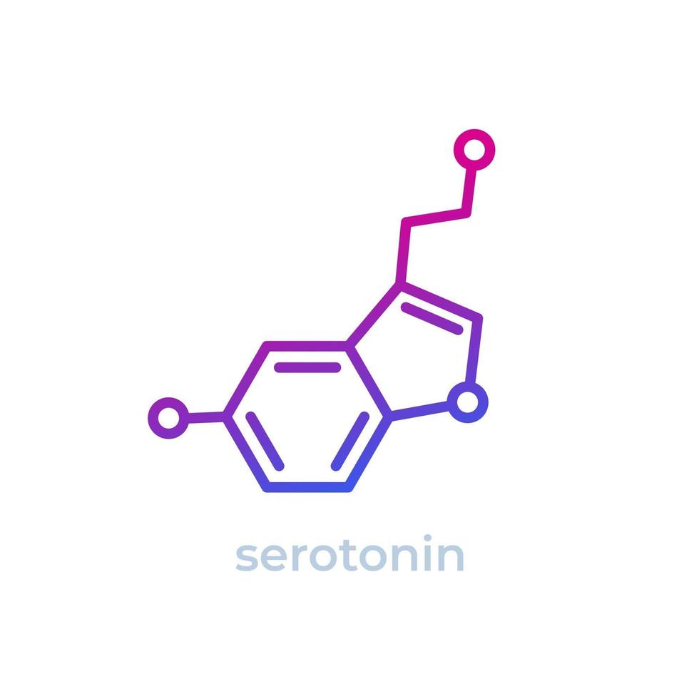 Serotonin hormone molecule line icon vector