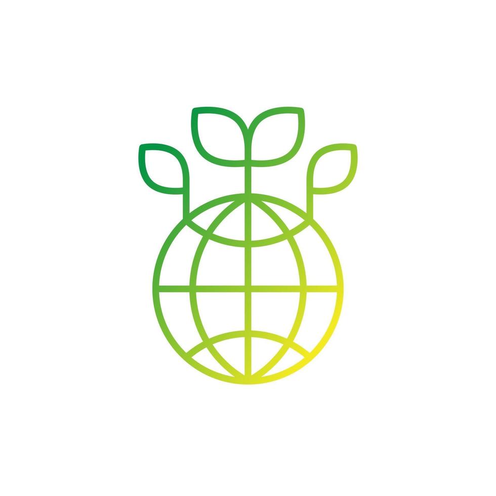 Green earth line icon on white vector