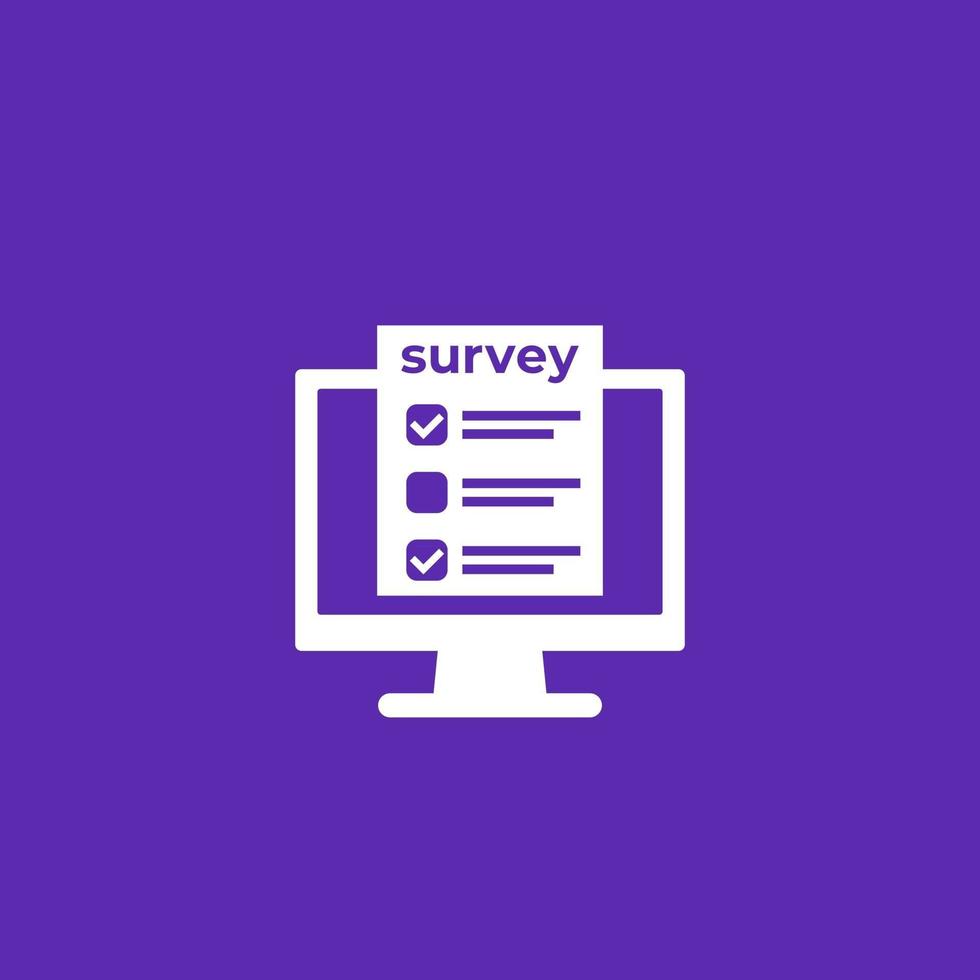 online survey, feedback form on screen icon vector