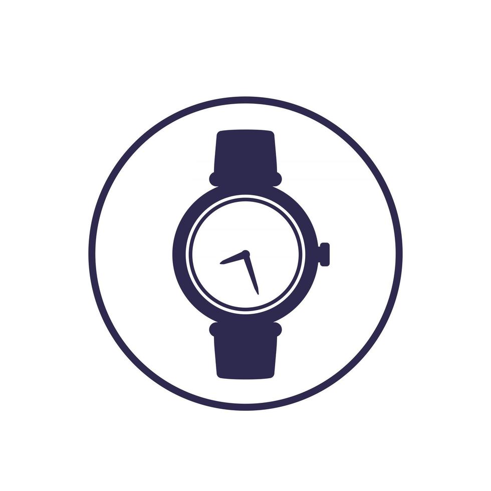 watch vector icon in circle on white