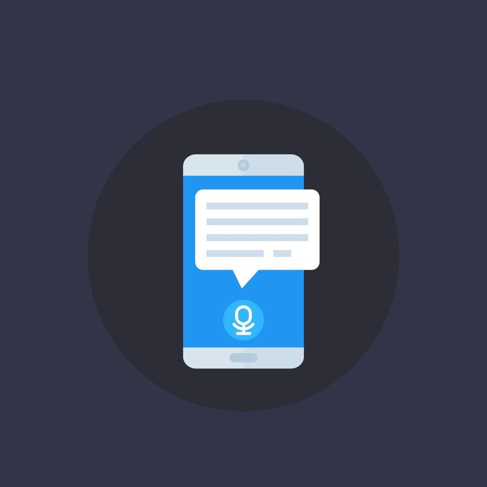 speech recognition in mobile app vector icon