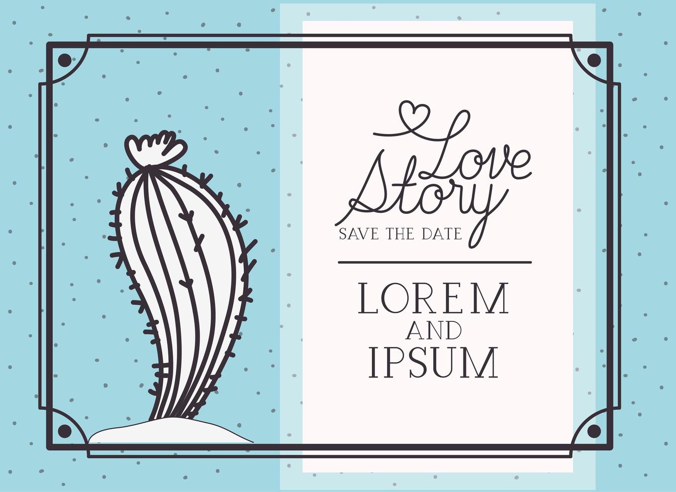 love story card with cactus vector