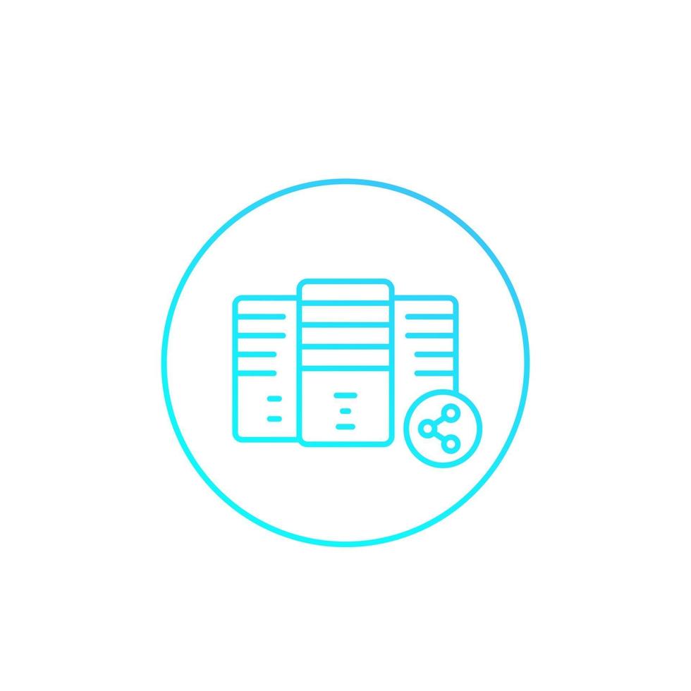 mainframe, server, shared hosting vector icon, linear