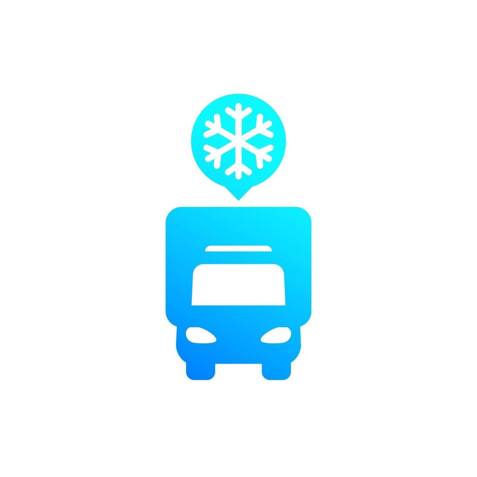 Fridge truck icon, van with refrigerator, front view vector