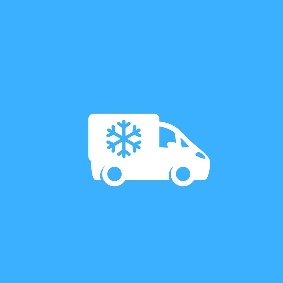 Fridge truck, van with refrigerator icon vector