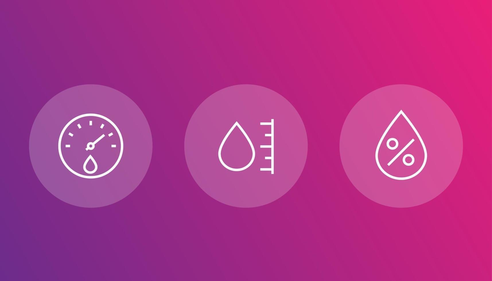 Hygrometer, humidity linear icons vector