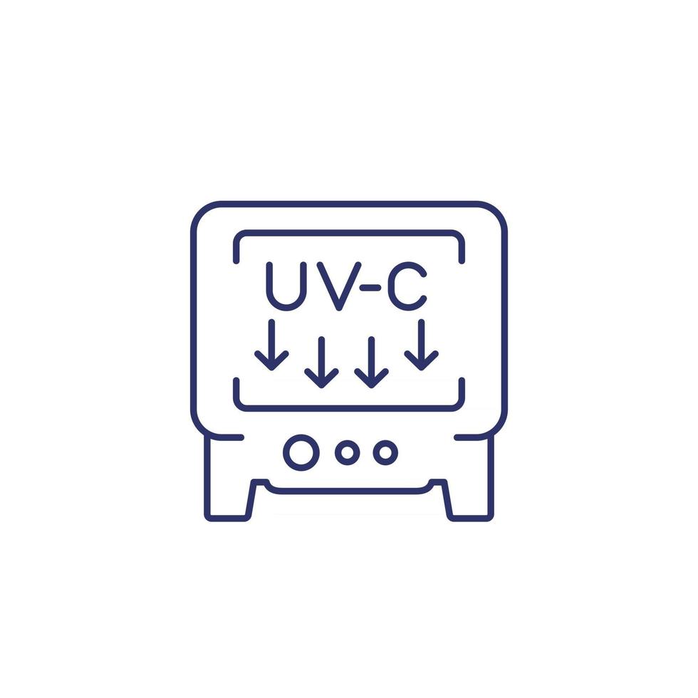 UV light sterilization, disinfection with UV-C lamps line icon vector