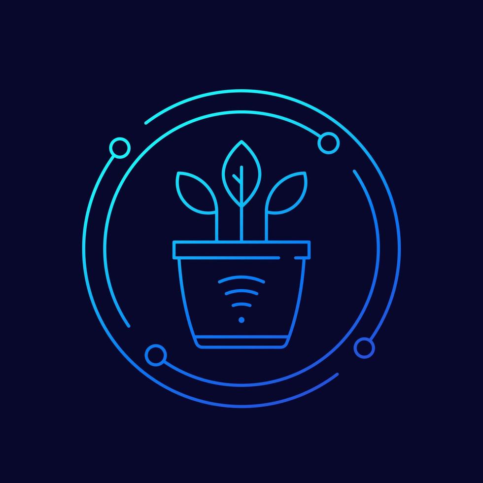 Smart pot for plants thin line icon vector