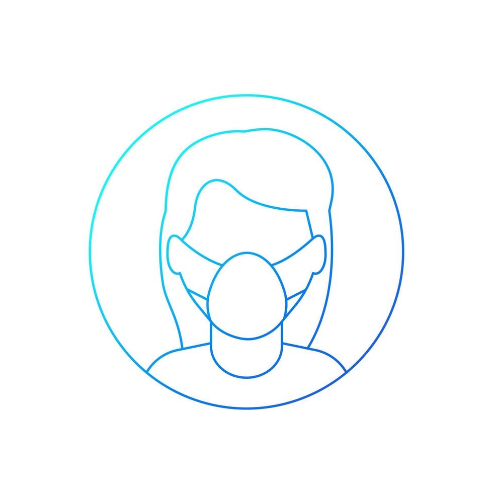 woman in face mask thin line icon vector