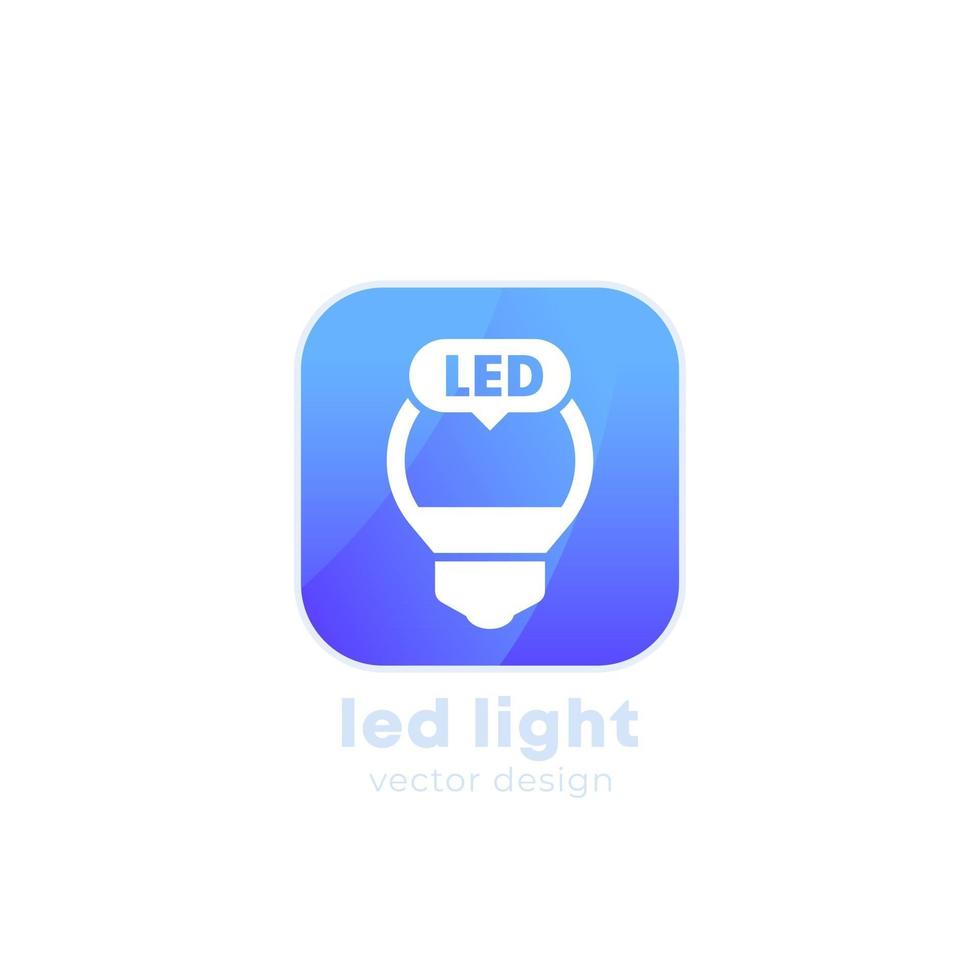 led light bulb icon for apps vector