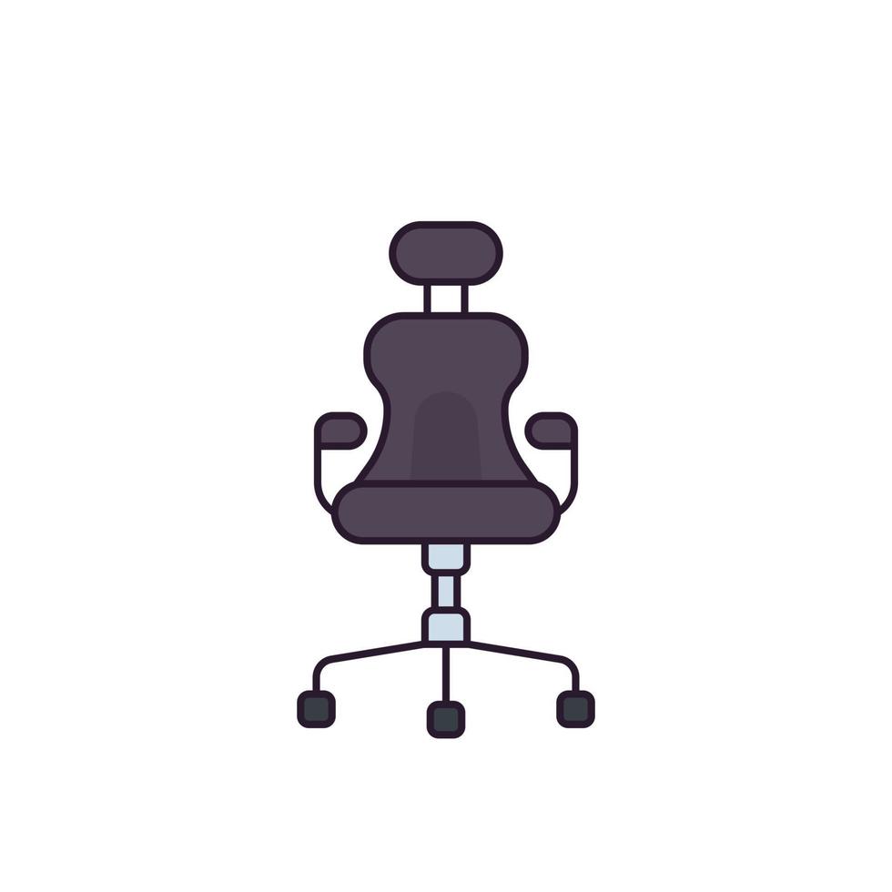 icono de silla de oficina cómoda aislado en blanco vector