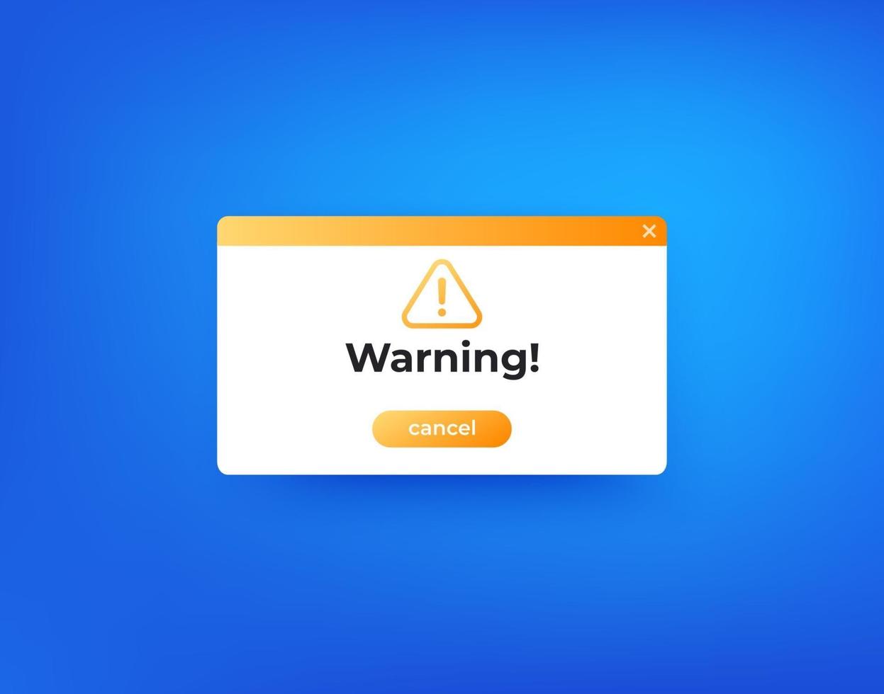 Warning, error window, vector design