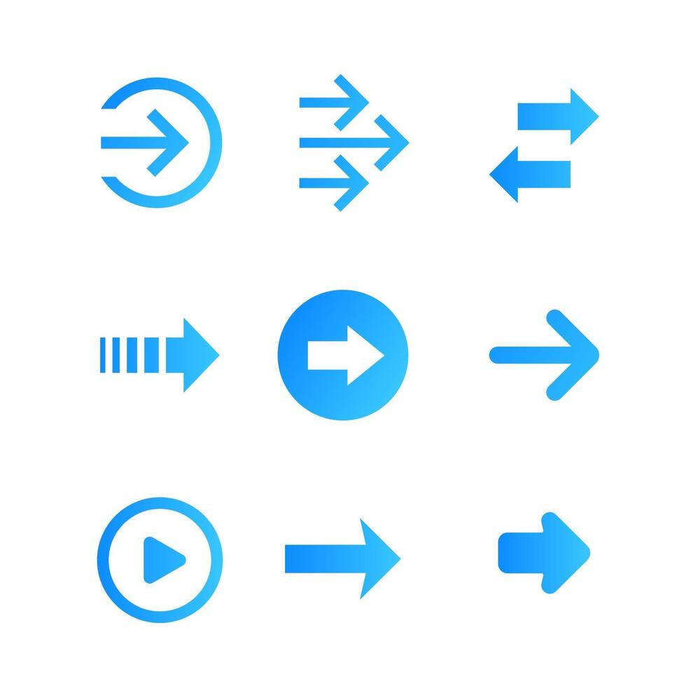 arrows vector set, blue on white