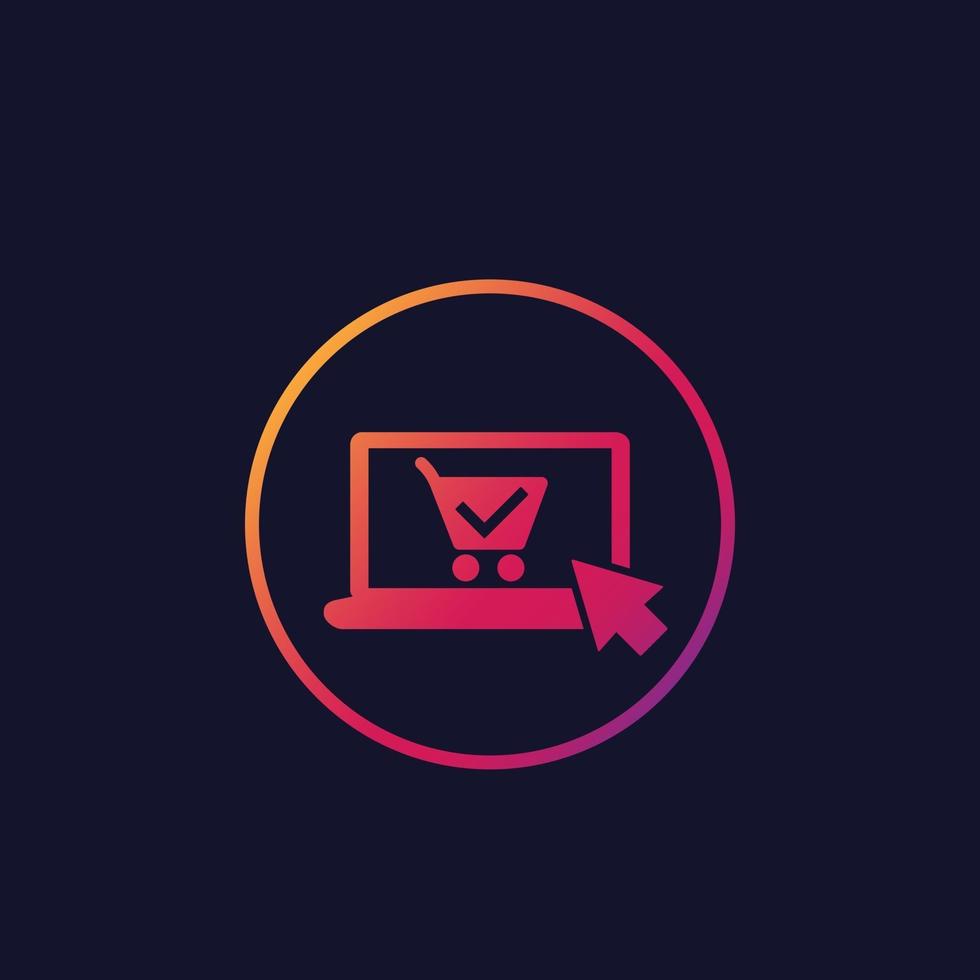 online order, purchase vector icon, laptop and shopping cart