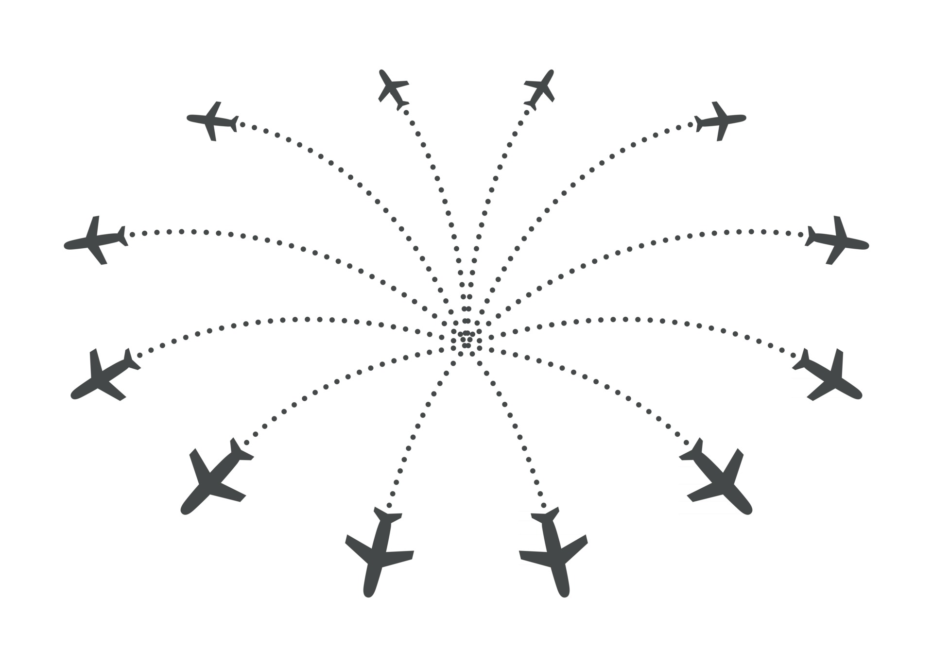 Directions From One Point To Another Planes Flying With Trace In Different Directions In A Circle From One Point.  Radial Fountain Airplane. Airport Abstract Map. Departure Icon. Vector  Illustration On White Background. 2838075 Vector Art At Vecteezy
