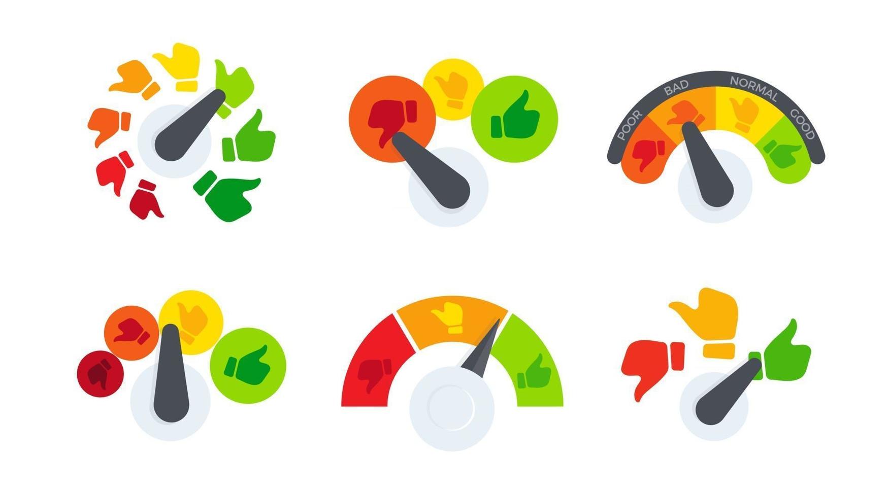 Business meter or business indicator  template with emotional cartoon face.   Abstract Rating icons. Quality control vector illustration.