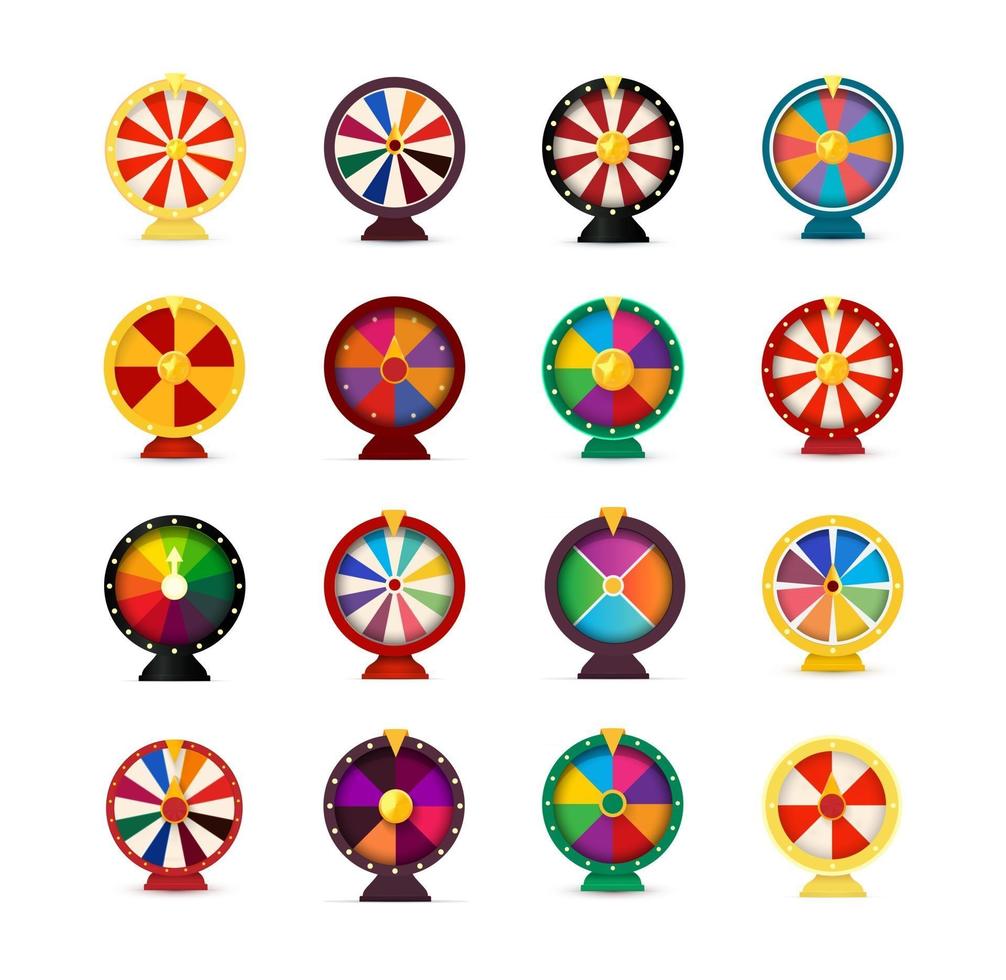 Set of Fortune wheels, lottery wheel collection, vector illustration for online casino and gambling games