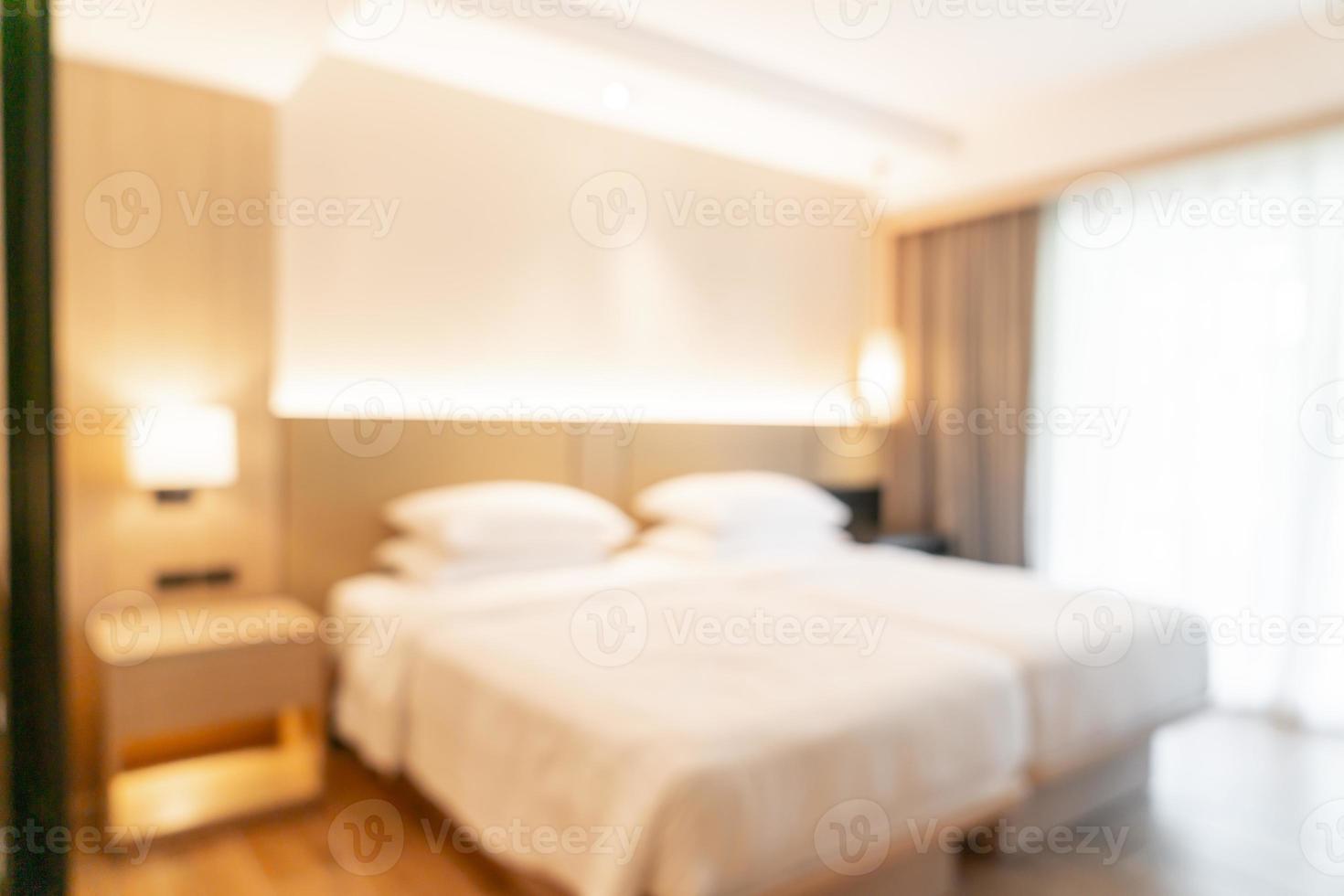Desenfoque abstracto y dormitorio de resort de hotel desenfocado para el fondo foto
