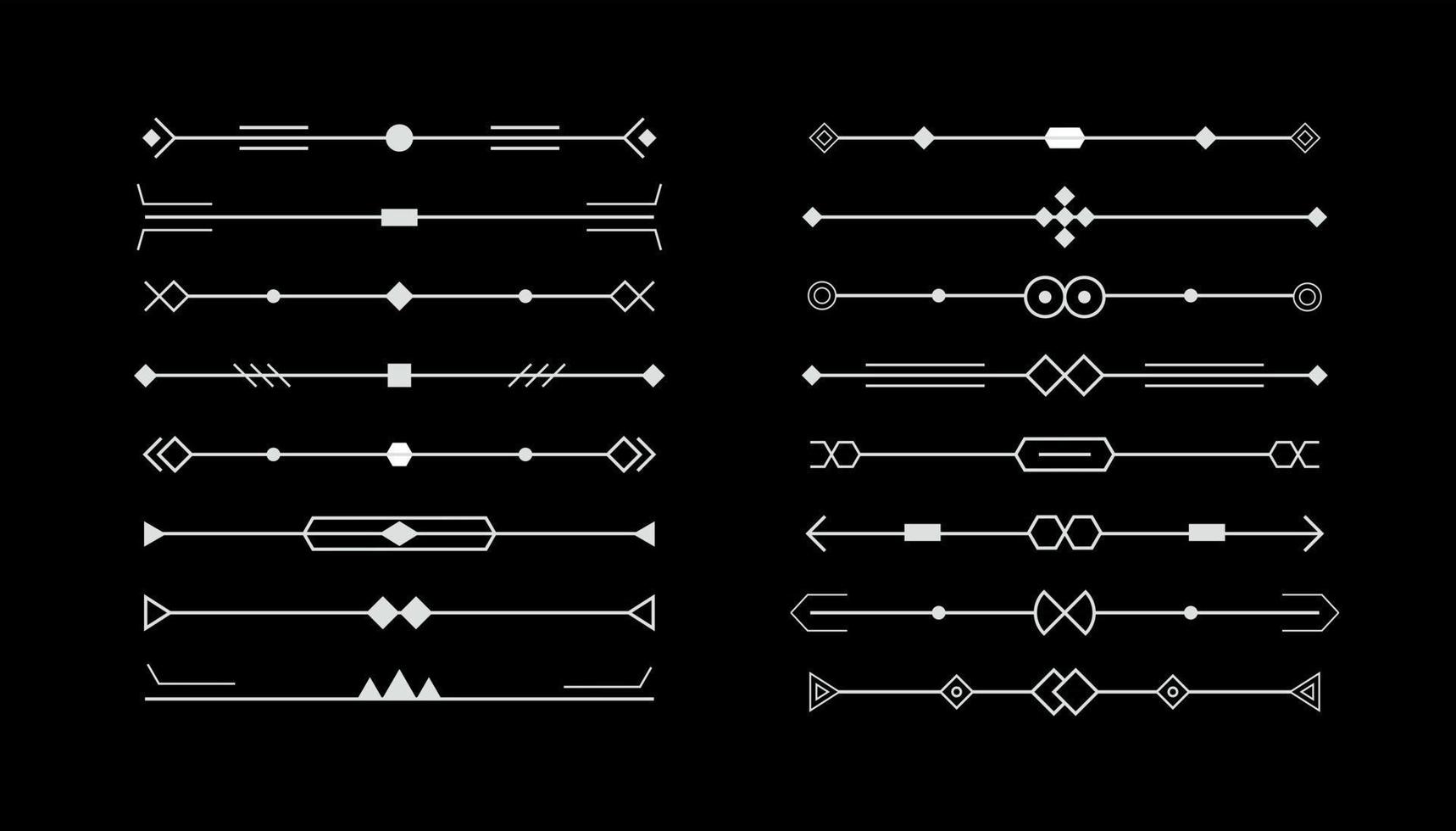 Book chapters dividers set. Decorative frames elements collection. Isolated notebook linear geometrical decorations vector illustration.
