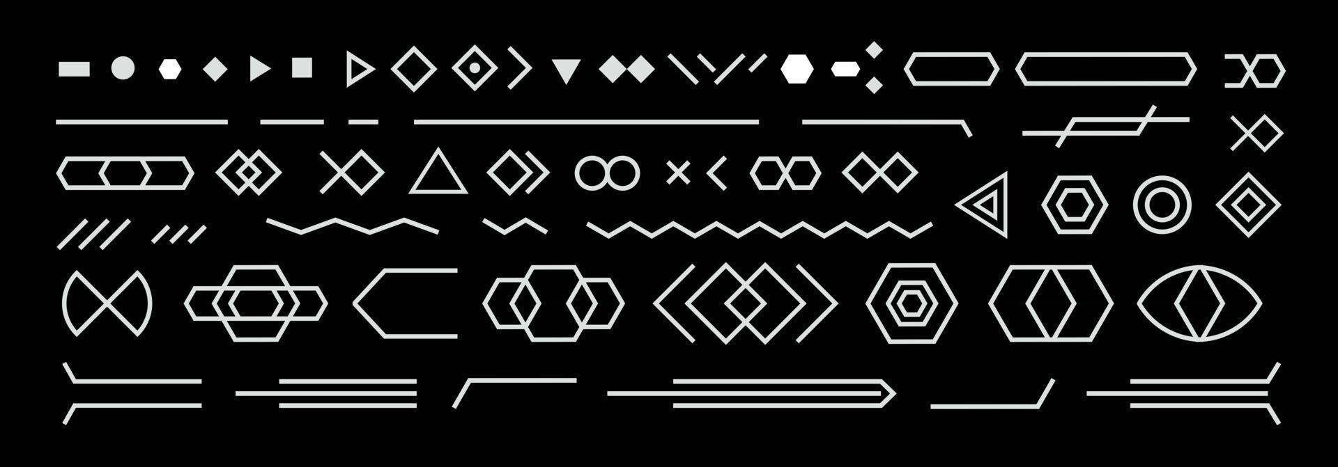 Black and white Neo Memphis geometric design background elements composition set juxtaposed shapes and lines, zig zags, squiggles for flyer, leaflet, banner and poster vector
