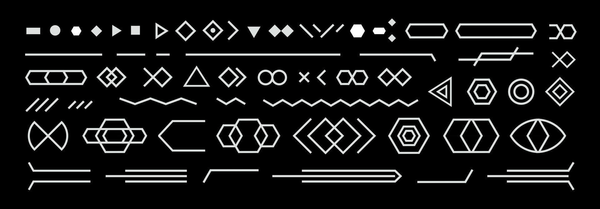 conjunto de composición de elementos de fondo de diseño geométrico de neo memphis en blanco y negro formas y líneas yuxtapuestas, zig zags, garabatos para volantes, folletos, pancartas y carteles vector