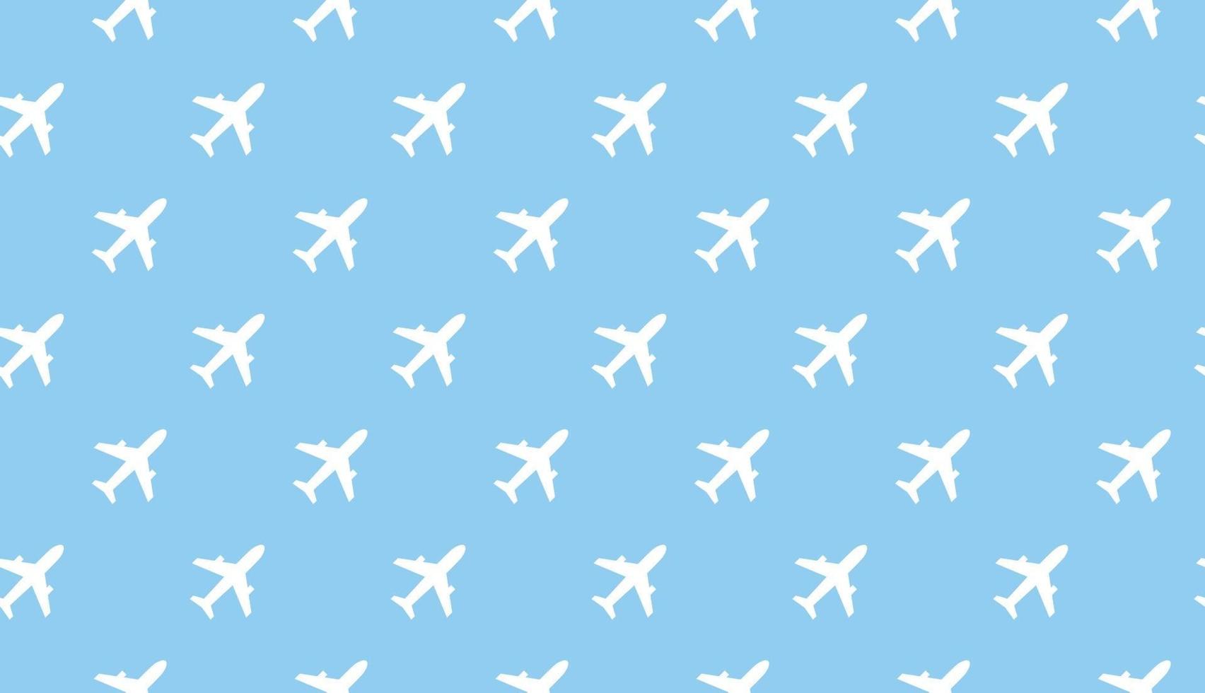 Airplane seamless background. Aircraft transportation blue and white pattern template. Aviation vector repeatable texture.