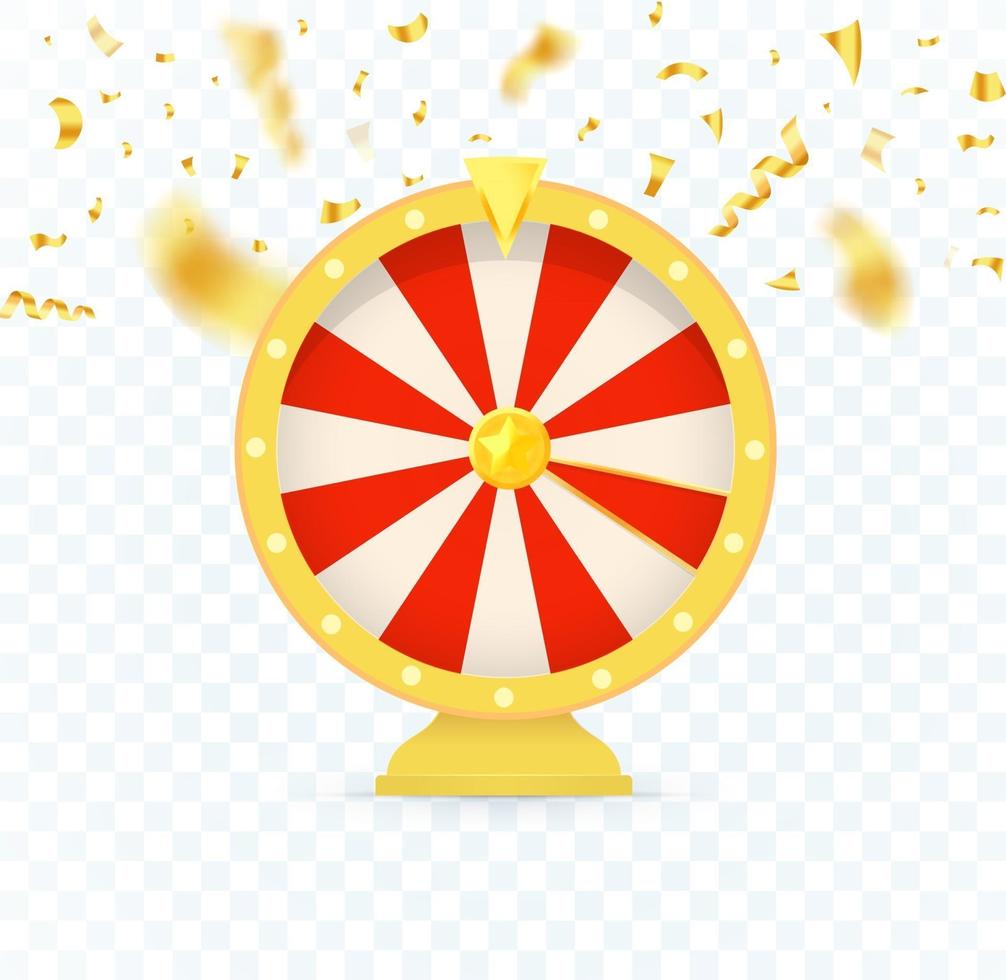 Golden fortune wheel icon, random choice wheel. vector