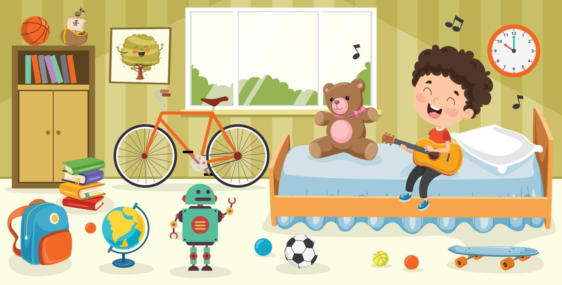 Child Having Fun In A Room vector
