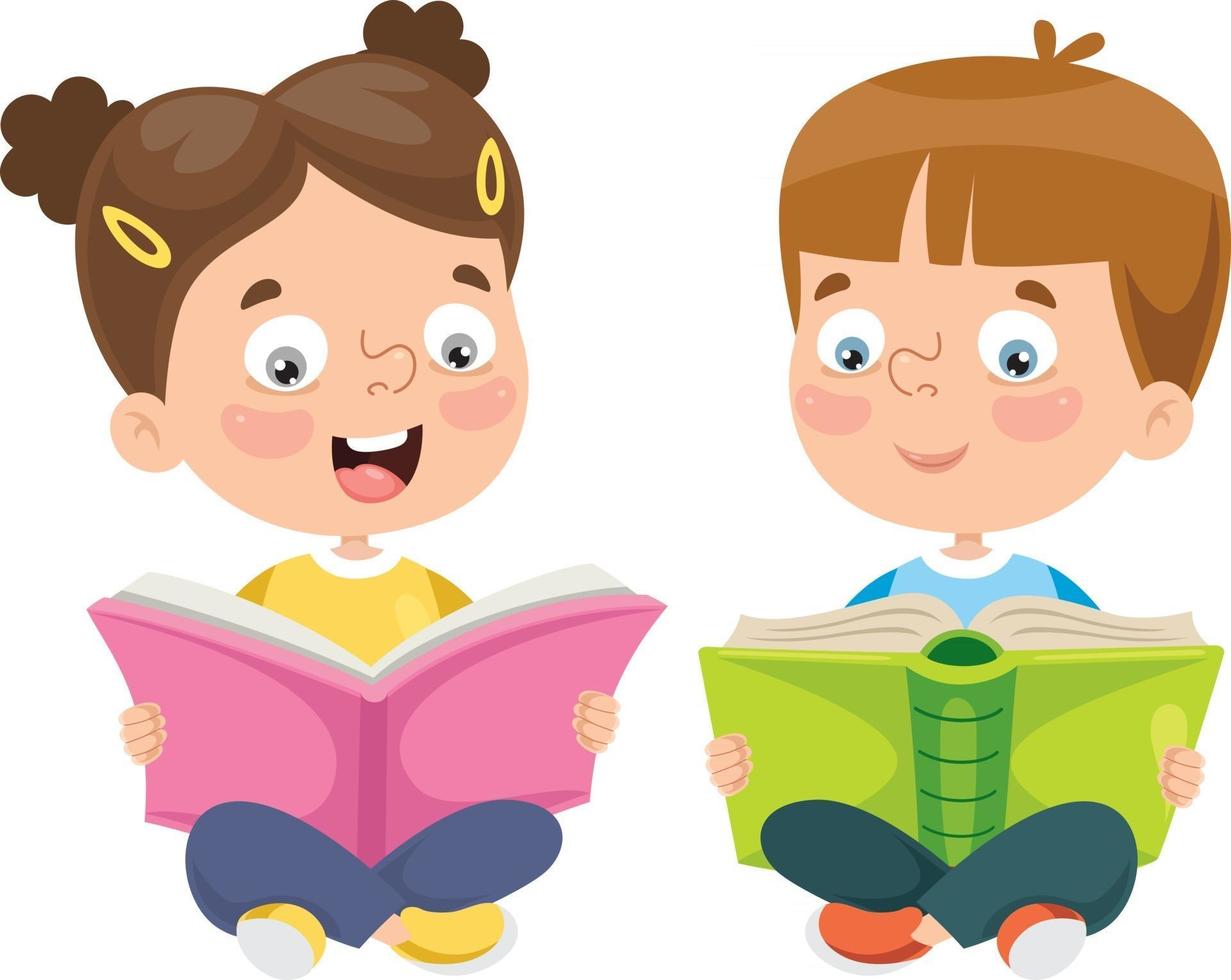 School Kid Reading Book vector