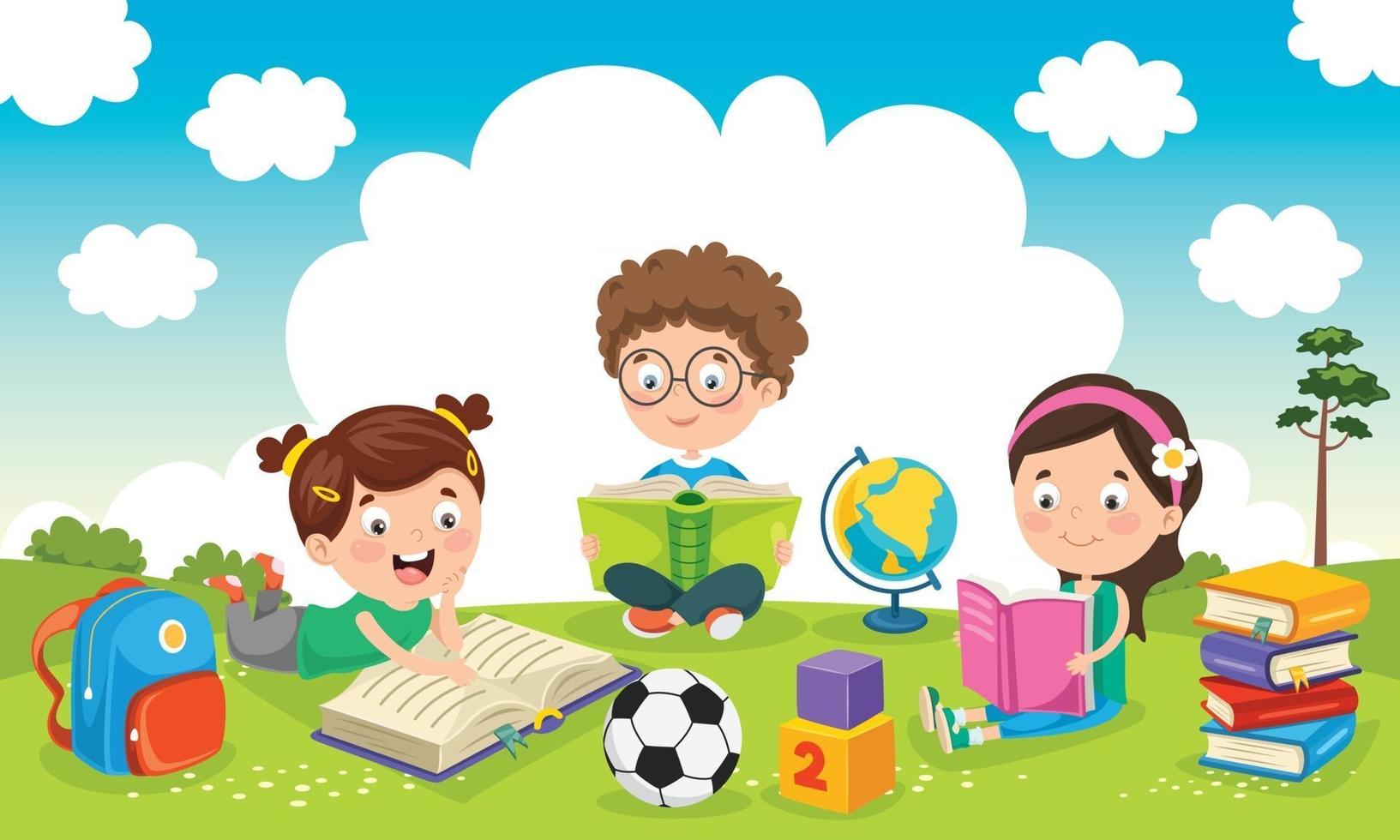 School Kid Reading Book vector
