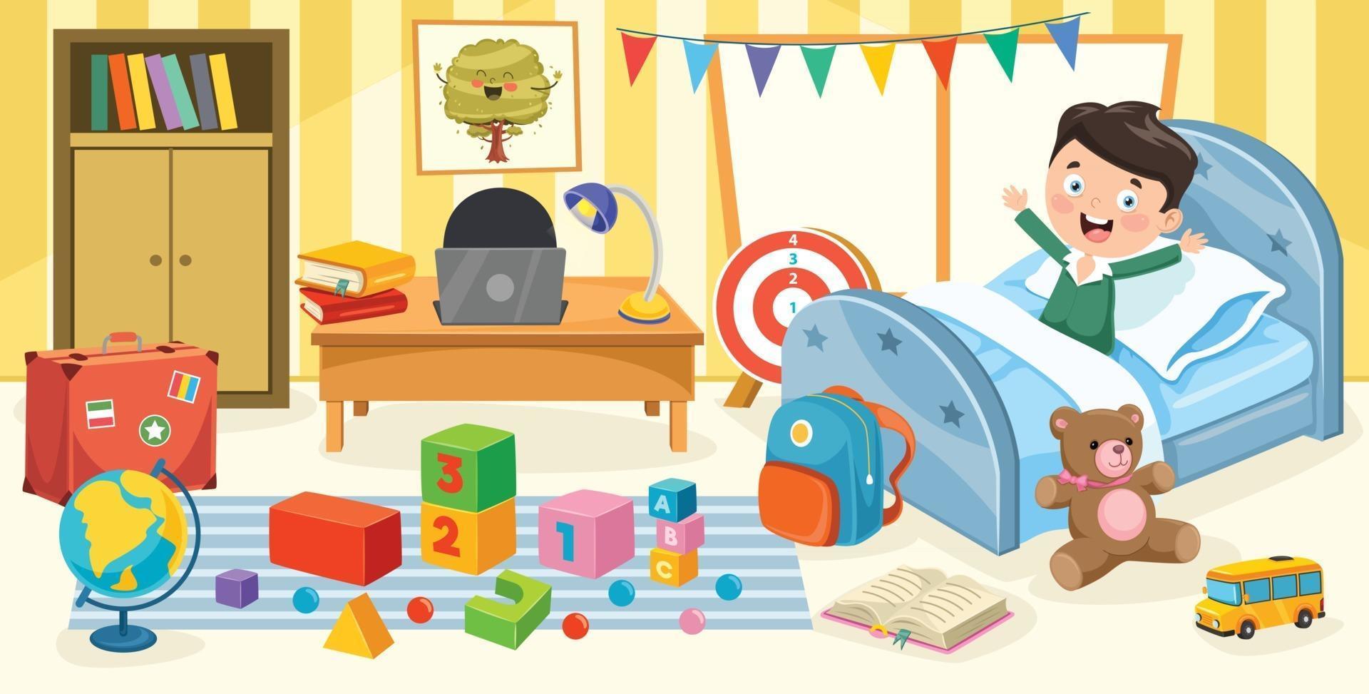 Child Having Fun In A Room vector