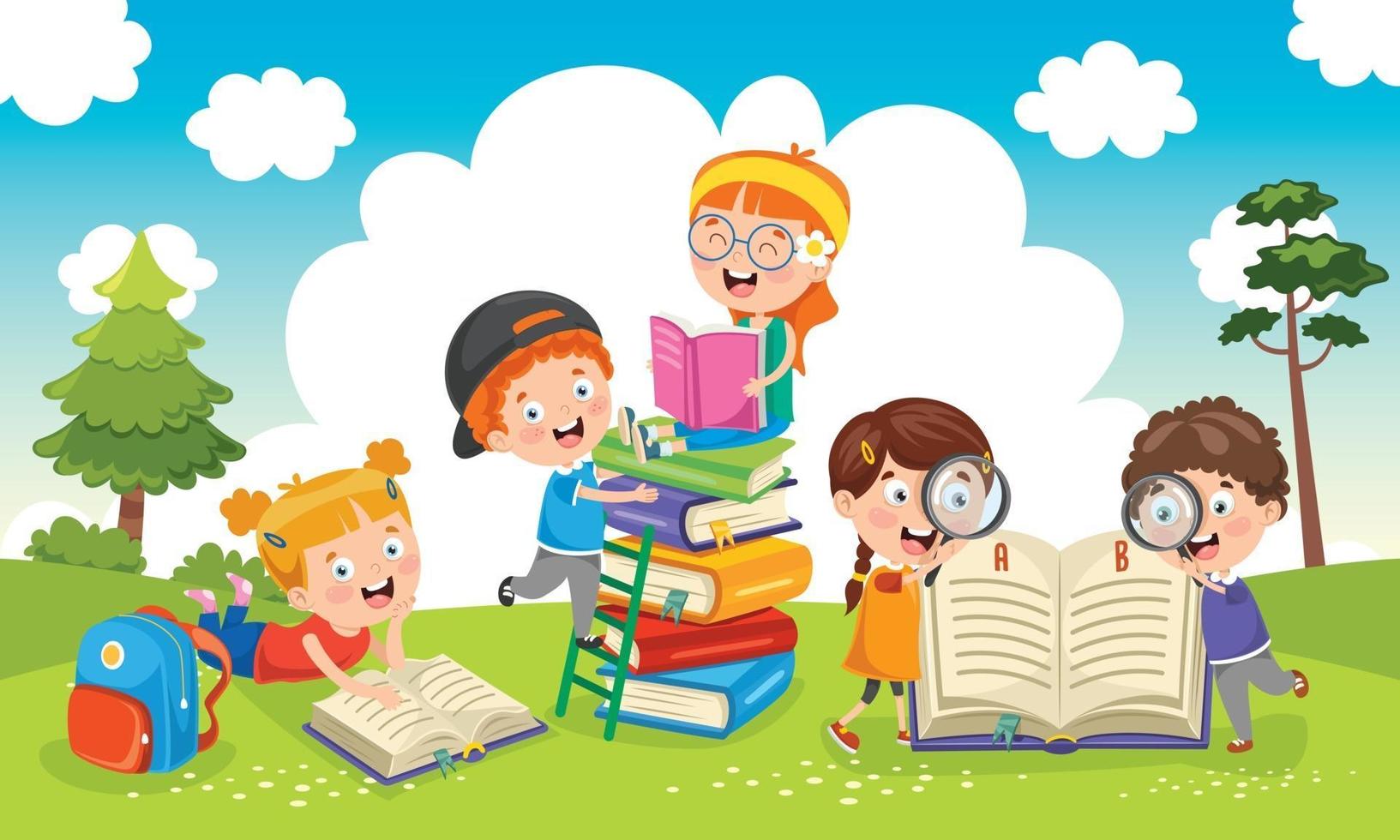 School Kid Reading Book vector