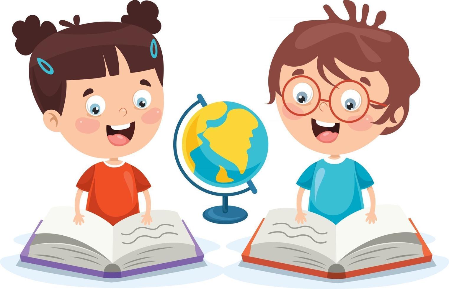 School Kid Reading Book vector