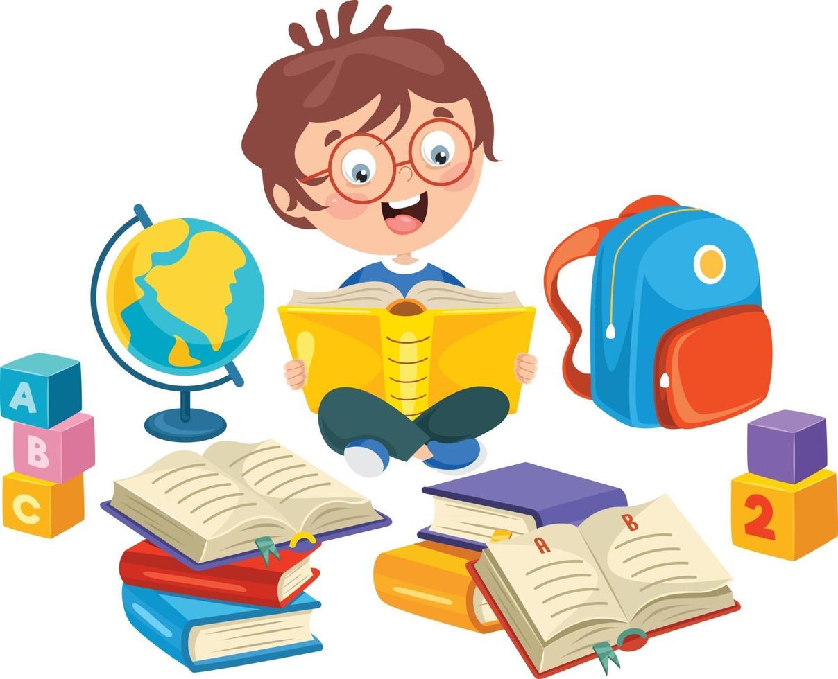 School Kid Reading Book vector