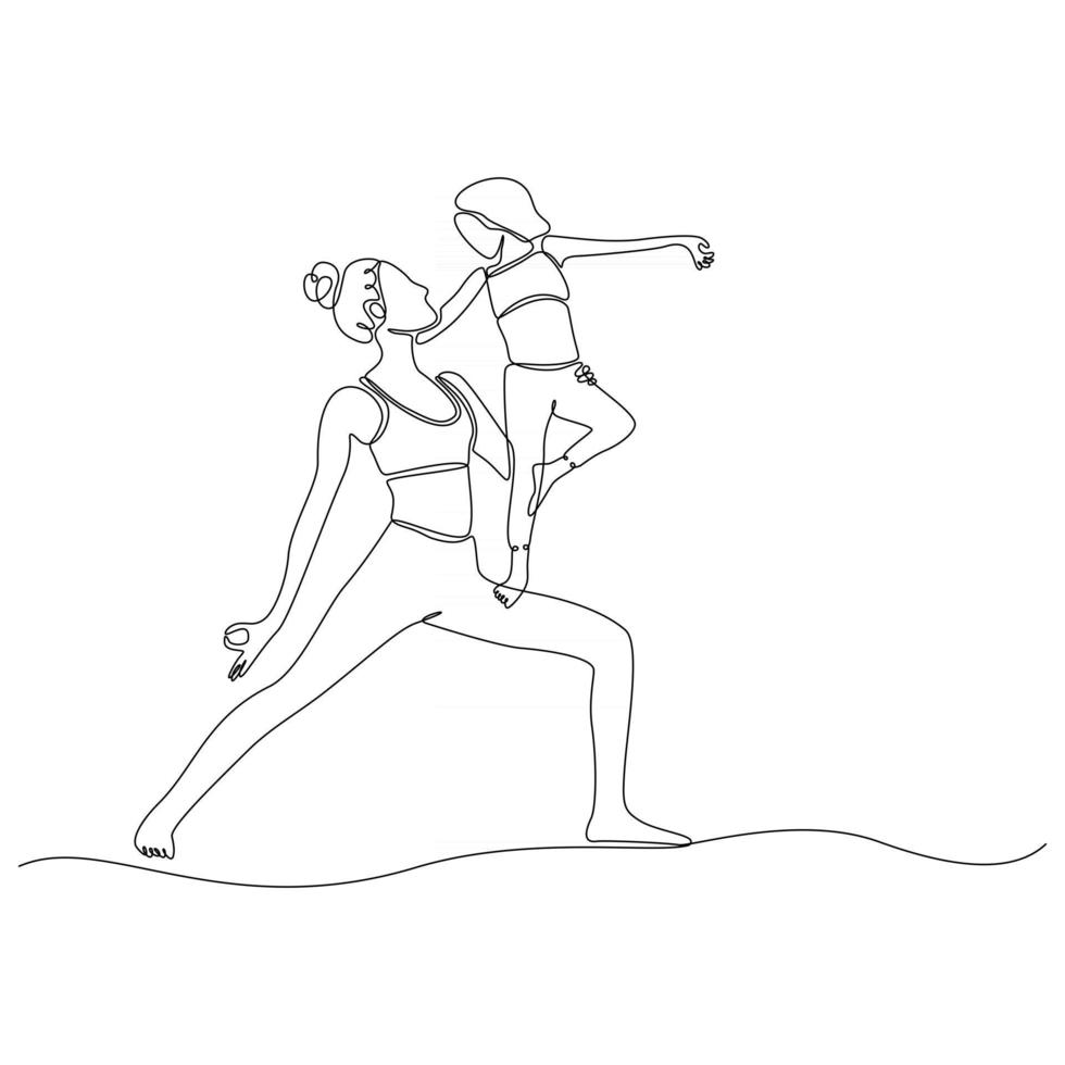 continuous line drawing. Concept of yoga practice. Healthy lifestyle vector