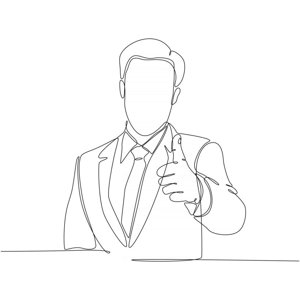 continuous line drawing of boss thumbs up vector illustration