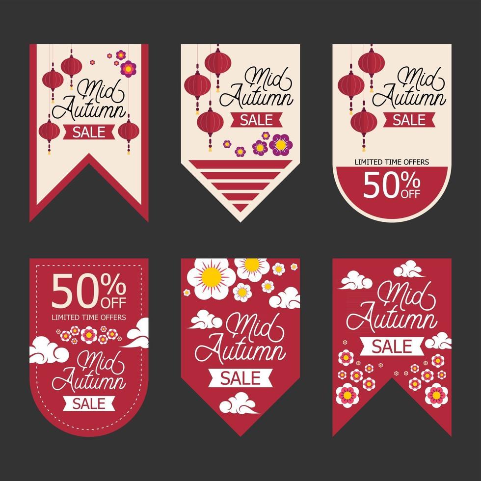 Mid Autumn Sale Badge Label Set vector