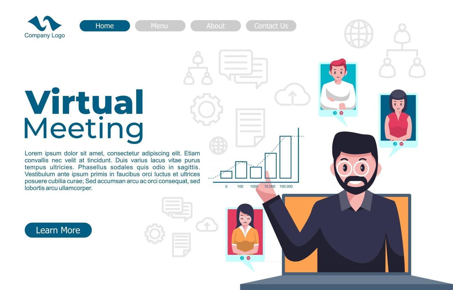 Online Virtual Meeting Landing Page vector